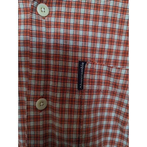 Abercrombie‎ and Fitch Mens Orange Plaid Button Up Top Large - Picture 6 of 10